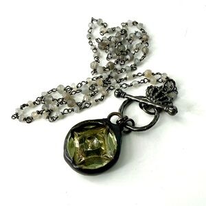 Vintage Gray Glass Pendant Necklace